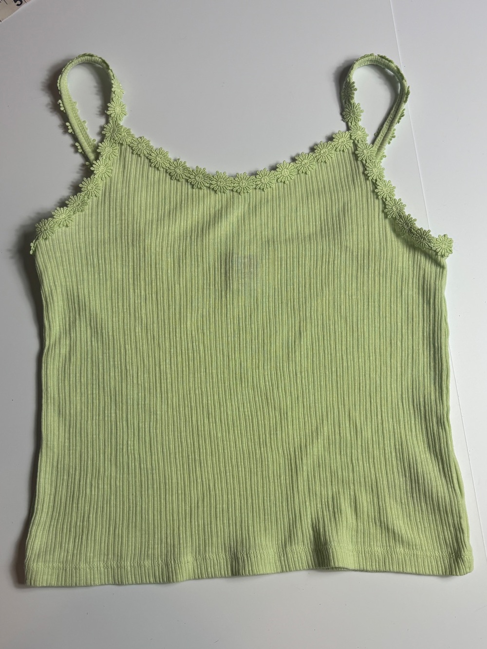 Old Navy Daisy-Trim Ribbed Cami - Light Green EUC-NWOT
